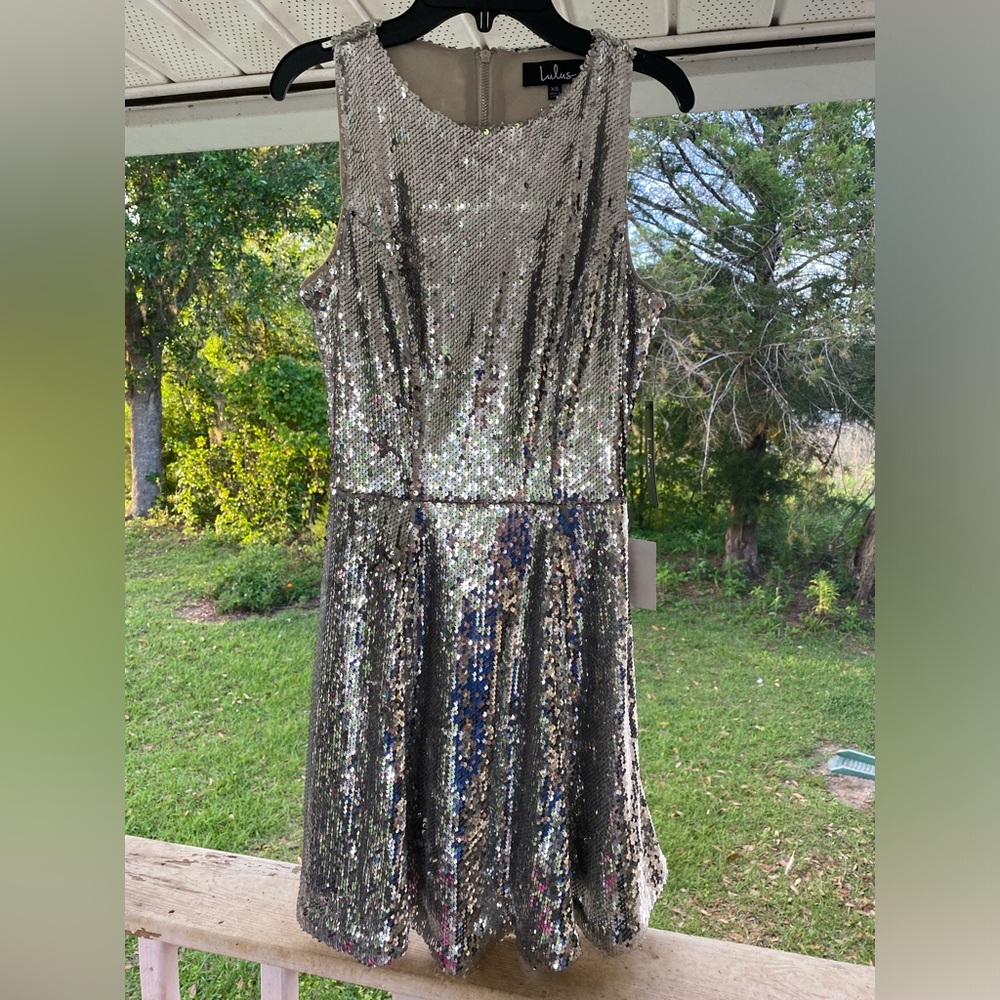Full Silver Sequined Dress